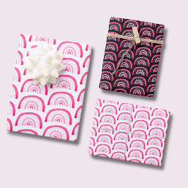 Roze regenboogpatroon inpakpapier vel