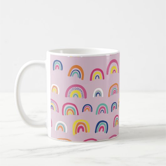 Roze regenboogpatroon koffiemok (Links)