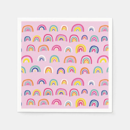 Roze regenboogpatroon verjaardag servet (Voorkant)