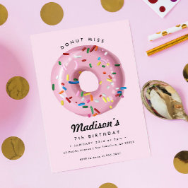 Roze regenboogprinkle Donut Birthday Party Kaart