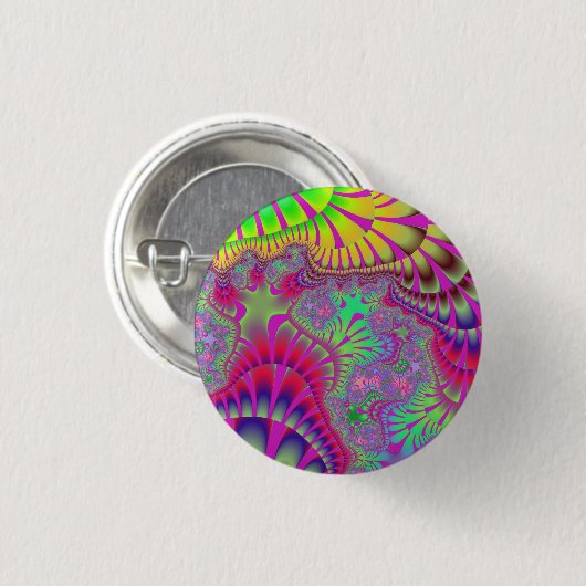 Roze regenboogsmelt ronde button 3,2 cm (Voorkant /achterkant)