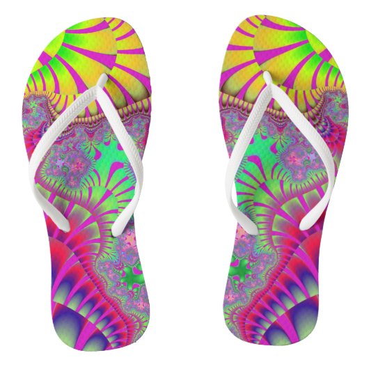 Roze regenboogsmelt teenslippers (Voetbed)