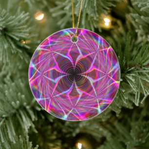 Roze regenboogspiraal twee keramisch ornament