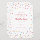 Roze regenboogspringen Birthday Uitnodiging (Voorkant / Achterkant)