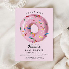 Roze regenboogsprinkhaan Donut Baby shower Kaart