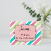 Roze regenboogstrepen briefkaart (Staand voorkant)