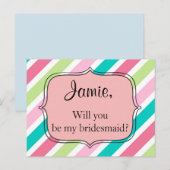 Roze regenboogstrepen briefkaart (Voorkant / Achterkant)