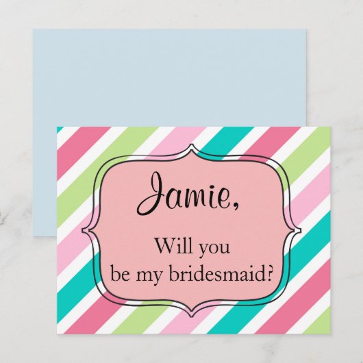 Roze regenboogstrepen briefkaart (Voorkant / Achterkant)