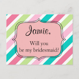 Roze regenboogstrepen briefkaart