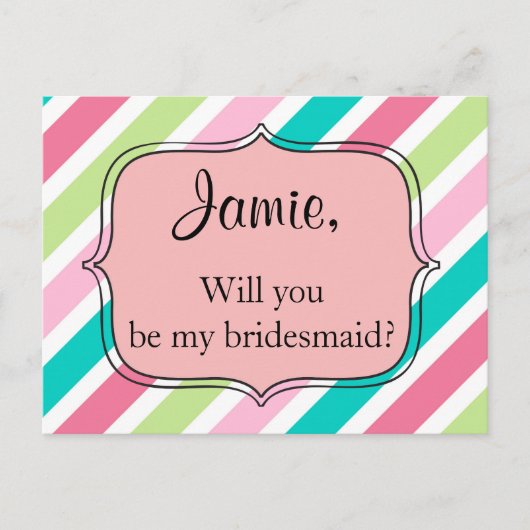 Roze regenboogstrepen briefkaart (Voorkant)