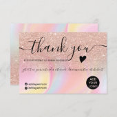 roze regenboogstrik unicorn marmer bedankt (Voorkant / Achterkant)