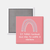 Roze regenboogverf Quote Magnet (Voorkant / Achterkant)