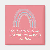 Roze regenboogverf Quote Magnet (Voorkant)
