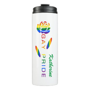 Roze Regenboogvlag Gay Pride Persoonlijke Naam Thermosbeker