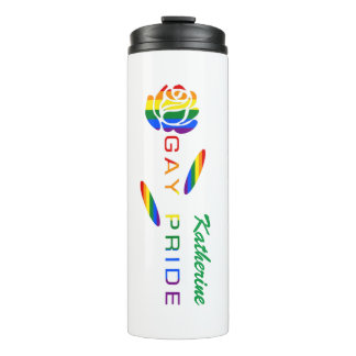 Roze Regenboogvlag Gay Pride Persoonlijke Naam Thermosbeker
