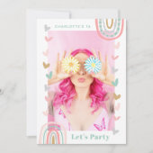 Roze regenboogzoet 16 Modern Boho Birthday Party Kaart (Voorkant)