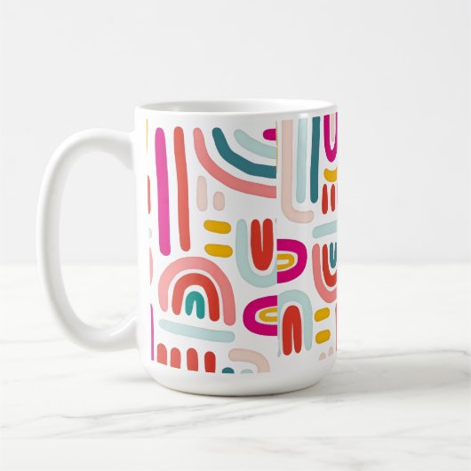 Roze Regenboombeker – Cute Zachte Pastel Koffiekop Koffiemok (Links)