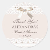 Roze Regency Bow Lace Vrijgezellenfeest Dank u Ronde Sticker (Voorkant)