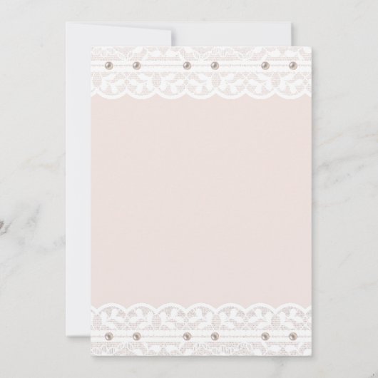 Roze Regency Bow Pearl Wit Kant Baby shower Kaart (Achterkant)