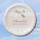 Roze Regency Satin Bow Lace Vrijgezellenfeest Papieren Bordje