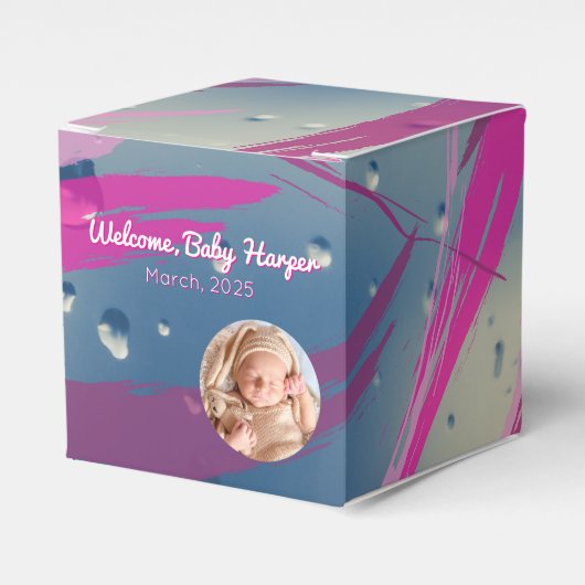 Roze Regendropen Kwaststreek Snoep Favorietendoosj Bedankdoosjes (Voorkant Zijde)