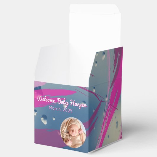 Roze regendruppel penseelstreek Snoep gunstbox Bedankdoosjes (Geopend)