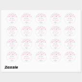 Roze regendruppels baby shower ronde sticker (Vel)