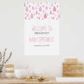 Roze regendruppels, babymeisje, sprinkhaan / schoe poster (Keuken)