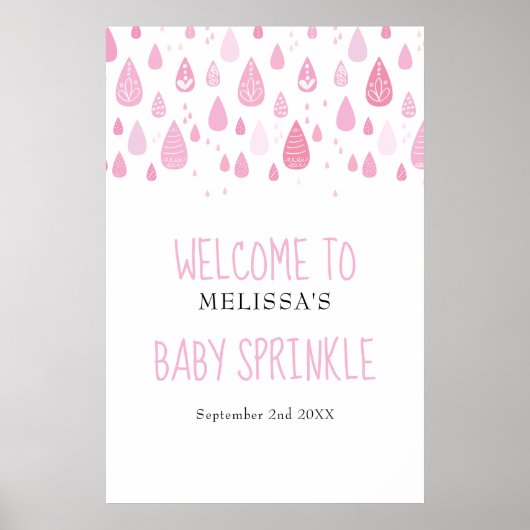 Roze regendruppels, babymeisje, sprinkhaan / schoe poster (Voorkant)