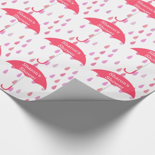 Roze regendruppels Custom Douche Wrapping Paper Cadeaupapier (Hoek)