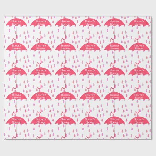 Roze regendruppels Custom Douche Wrapping Paper Cadeaupapier (Vlak)