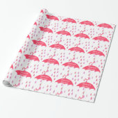 Roze regendruppels Custom Douche Wrapping Paper Cadeaupapier (Uitgerold)