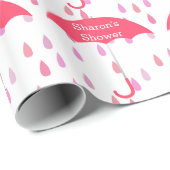 Roze regendruppels Custom Douche Wrapping Paper Cadeaupapier (Rol Hoek)