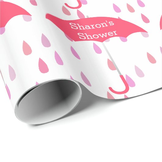 Roze regendruppels Custom Douche Wrapping Paper Cadeaupapier (Rol Hoek)