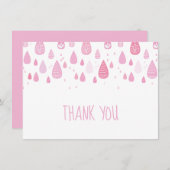 Roze regendruppels dank u bedankkaart (Voorkant / Achterkant)