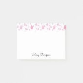 Roze regendruppels monogram naam post-it® notes (Voorkant)