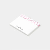 Roze regendruppels monogram naam post-it® notes (Schuin)