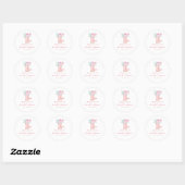 Roze regenlaarzen en bloemen bruiloftsfeest cadeau ronde sticker (Vel)