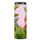 Roze reigers met tropische bladeren en ananas thermosbeker (Achterkant)