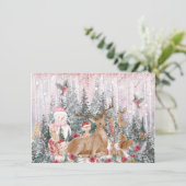 Roze Reindeer met Waterverf, Sneeuwman Prettig Ker (Staand voorkant)
