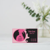 Roze reinigingsservices, aangepaste visitekaartjes (Staand voorkant)