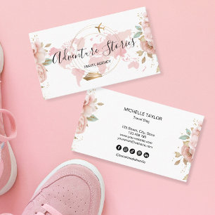 Roze Reisbureau Reisblog Blauwe Wereldkaart Visitekaartje