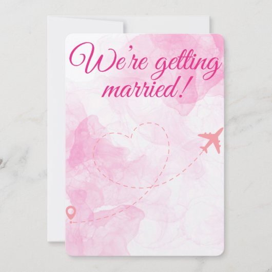 Roze Reizen Huwelijk & Ontvangst Uitnodiging (Voorkant)