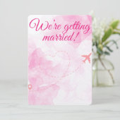 Roze Reizen Huwelijk & Ontvangst Uitnodiging (Staand voorkant)