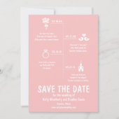 Roze relatie tijdlijn trouwdatum save the date kaart (Voorkant)