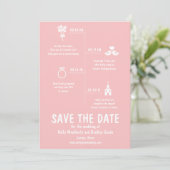Roze relatie tijdlijn trouwdatum save the date kaart (Staand voorkant)