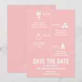 Roze relatie tijdlijn trouwdatum save the date kaart (Voorkant / Achterkant)