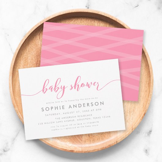 Roze Relax Script Baby Shower Kaart