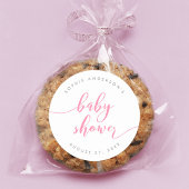 Roze Relax Script Baby shower Ronde Sticker