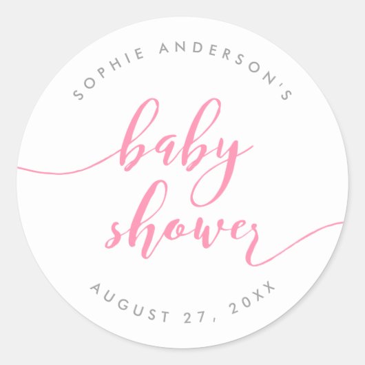 Roze Relax Script Baby shower Ronde Sticker (Voorkant)